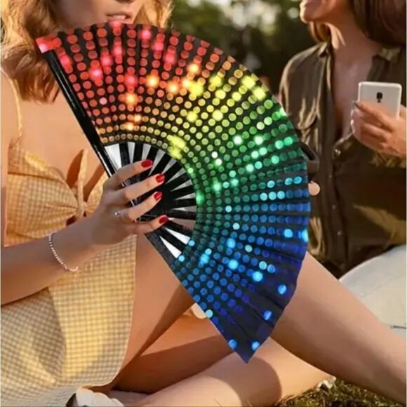 Colorful Dotted Hand Fan - Picture 3 of 6